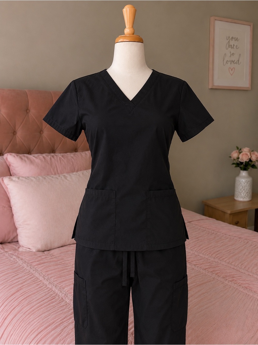 & Other Stories Black V-Neck Medical Scrub Set